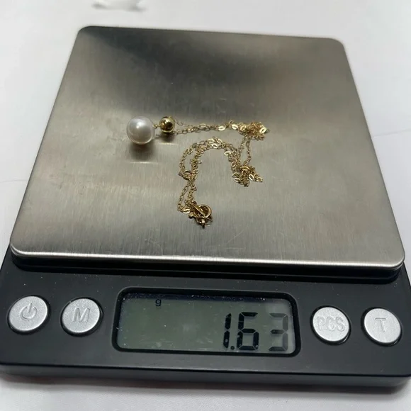 18 k Gold Necklace with 7 mm Akoya Pearl Pendant size 18 inches. - Picture 10 of 12